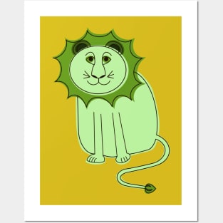 Friendly green lion - paper cut-out Posters and Art